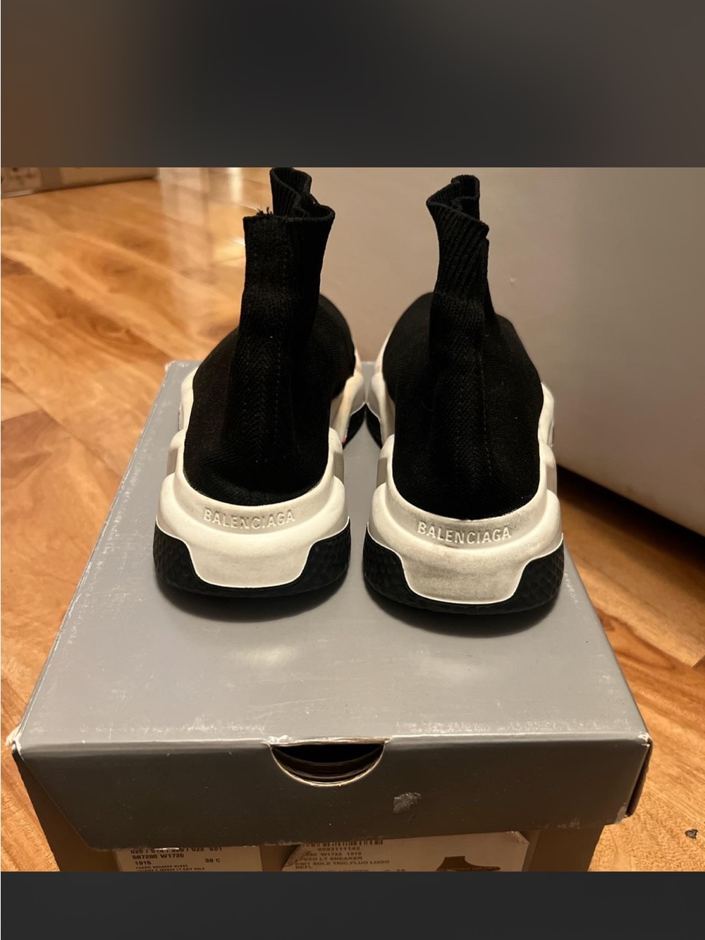 Balenciaga Black Sock-Style Sneakers with White Sole and Pink Accents - Picture 2 of 7